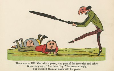 Det var en gammal man med en poker, som målade sitt ansikte med röd ockra, från "A Book of Nonsense", utgiven av Frederick Warne and Co., London, ca 1875 av Edward Lear