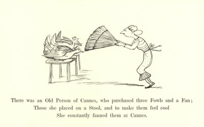 Det var en gammal man från Cannes som köpte tre fåglar och en fläkt. av Edward Lear