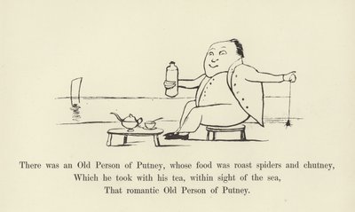 Det fanns en gammal person i Putney, vars mat var stekta spindlar och chutney. av Edward Lear