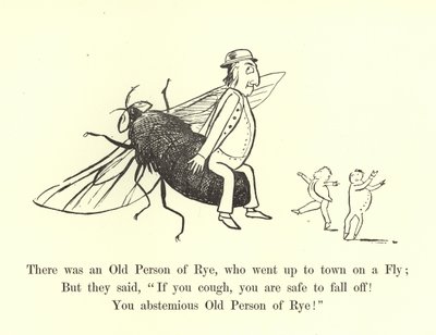 Det var en gammal person från Rye, som gick upp till stan på en fluga av Edward Lear