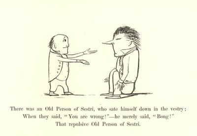 Det var en gammal person från Sestri, som satte sig i sakristian av Edward Lear