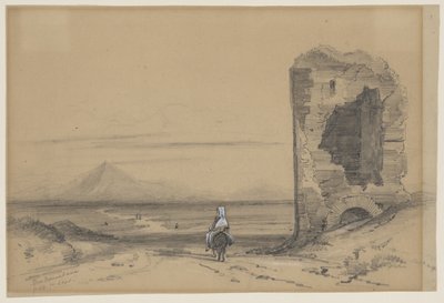 Torre Nomentana (blyerts och vit bodycolour på papper) av Edward Lear