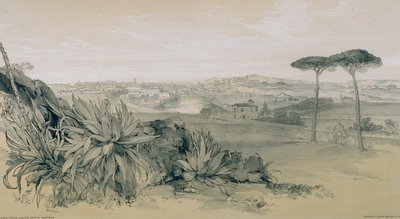 Utsikt i Rom och dess omgivningar: Rom från en villa ovanför Porta Portese av Edward Lear