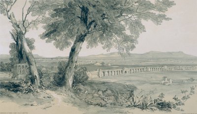 Utsikt i Rom och dess omgivningar: Campagna och Roms murar med utsikt över Alban av Edward Lear