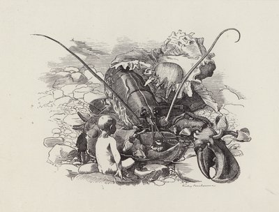 Illustration för The Water-Babies av Charles Kingsley (gravyr) av Edward Linley (after) Sambourne