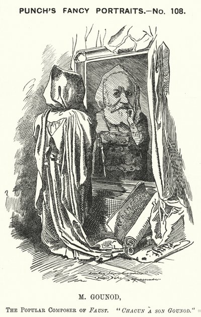 Punch tecknad: Charles Gounod, fransk kompositör (gravyr) av Edward Linley (after) Sambourne