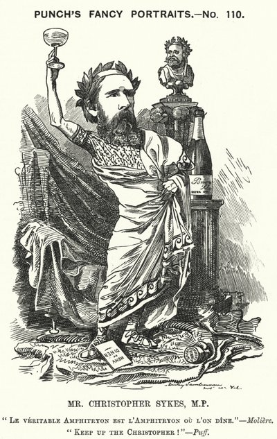 Punch tecknad: Christopher Sykes, engelsk konservativ politiker (gravyr) av Edward Linley (after) Sambourne