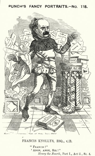 Punch-tecknad serie: Francis Knollys, privatsekreterare för prinsen av Wales (gravyr) av Edward Linley (after) Sambourne
