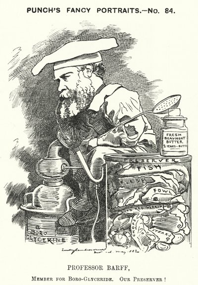 Punch tecknad: Frederick Settle Barff, engelsk kemist (gravyr) av Edward Linley (after) Sambourne