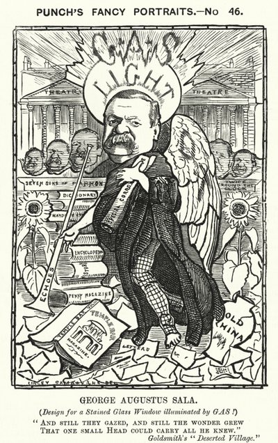 Punch tecknad: George Augustus Sala, engelsk författare och journalist (gravyr) av Edward Linley (after) Sambourne