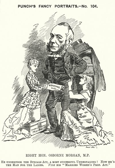 Punch tecknad: George Osborne Morgan, walesisk advokat och liberal politiker (gravyr) av Edward Linley (after) Sambourne