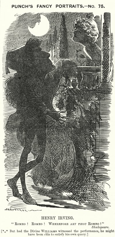 Punch tecknad: Henry Irving, engelsk skådespelare (gravyr) av Edward Linley (after) Sambourne