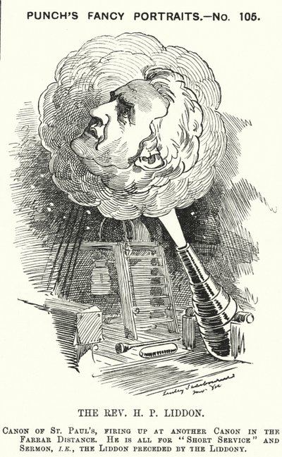 Punch tecknad: Henry Liddon, engelsk teolog (gravyr) av Edward Linley (after) Sambourne