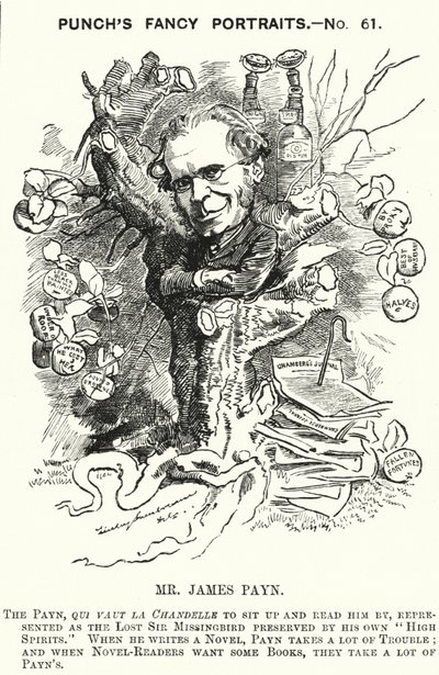 Punch tecknad: James Payn, engelsk författare (gravyr) av Edward Linley (after) Sambourne