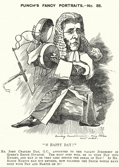 Punch tecknad: John Charles Day, engelsk advokat och domare (gravyr) av Edward Linley (after) Sambourne