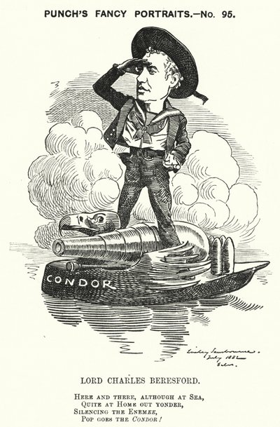 Punch tecknad: Lord Charles Beresford, anglo-irländsk amiral och konservativ politiker (gravyr) av Edward Linley (after) Sambourne