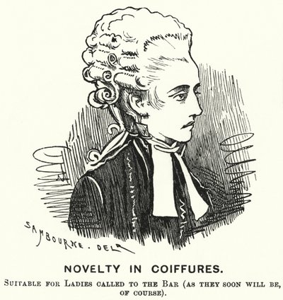 Punch tecknad: Novelty in Coiffures (gravyr) av Edward Linley (after) Sambourne