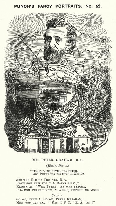 Punch tecknad: Peter Graham, skotsk konstnär (gravyr) av Edward Linley (after) Sambourne