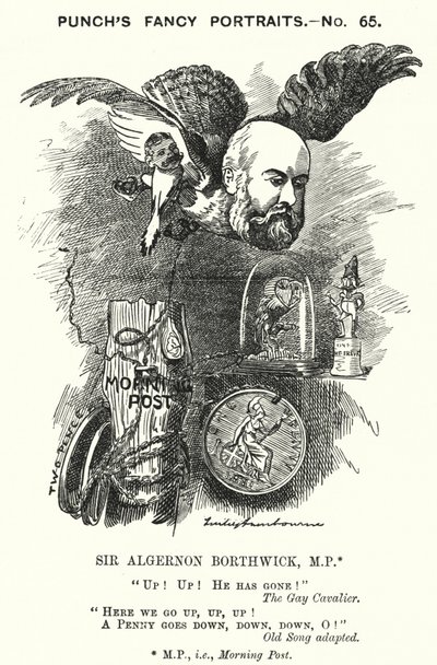 Punch tecknad: Sir Algernon Borthwick av Edward Linley (after) Sambourne