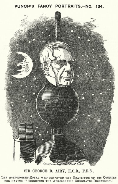 Punch tecknad: Sir George Biddell Airy, engelsk astronomer Royal (gravyr) av Edward Linley (after) Sambourne