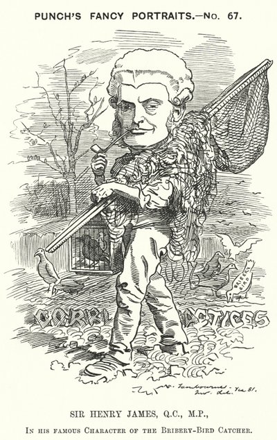 Punch tecknad: Sir Henry James av Edward Linley (after) Sambourne