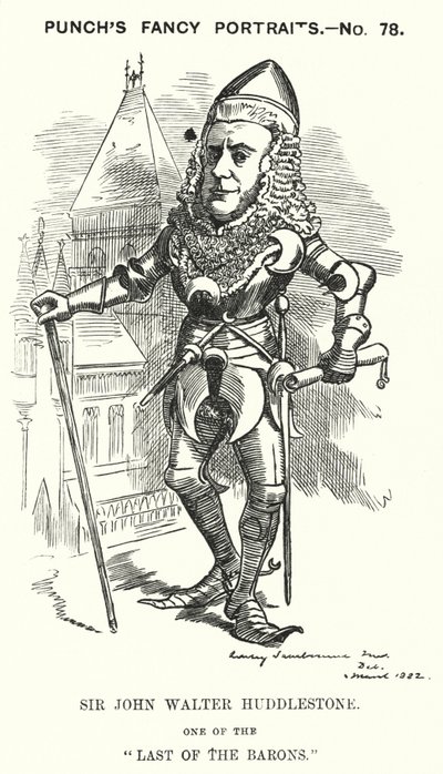 Punch-tecknad film: Sir John Walter Huddleston, engelsk advokat och domare (gravyr) av Edward Linley (after) Sambourne
