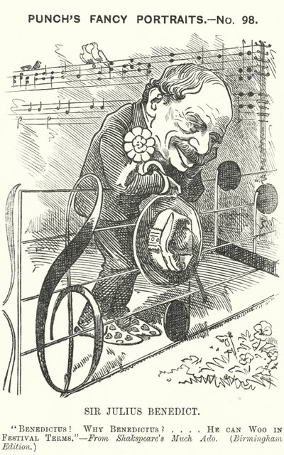 Punch tecknad: Sir Julius Benedict, tyskfödd kompositör och dirigent (gravyr) av Edward Linley (after) Sambourne