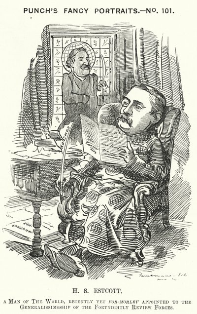 Punch tecknad: Thomas Hay Sweet Estcott, engelsk journalist och redaktör (gravyr) av Edward Linley (after) Sambourne