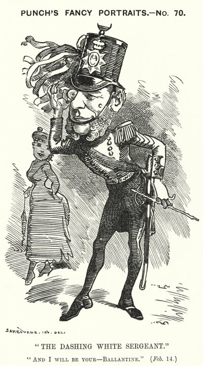 Punch tecknad: William Ballantine, engelsk Serjeant-at-Law (gravyr) av Edward Linley (after) Sambourne