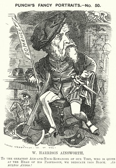 Punch tecknad: William Harrison Ainsworth, engelsk historisk romanförfattare (gravyr) av Edward Linley (after) Sambourne