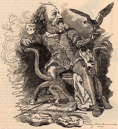 Tecknad film av Alfred Tennyson (1809-1893) engelsk poet av Edward Linley Sambourne