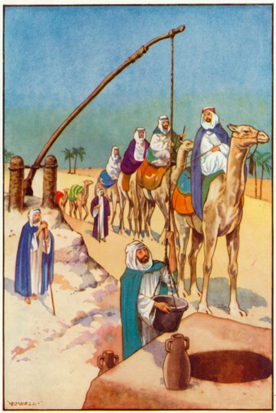 En rastplats i öknen, drar vatten från en brunn av Edward Mary Joseph Molyneux