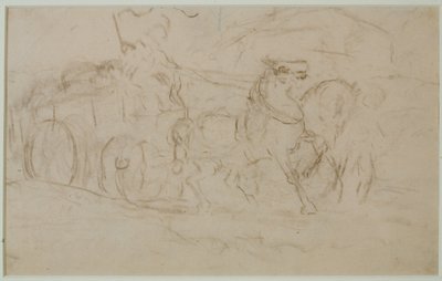 Häst och vagn (#9), ca. 1880-talet (grafit på papper) av Edward Mitchell Bannister