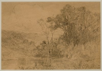 Landskap, skog (#36) c. 1880-talet (grafit på papper) av Edward Mitchell Bannister