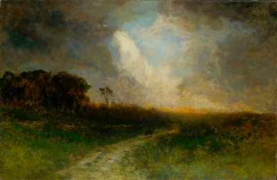 Utan titel (landskap, man på häst) av Edward Mitchell Bannister