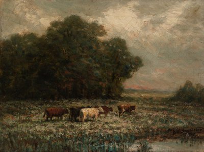 Utan titel (landskap med betande boskap) av Edward Mitchell Bannister