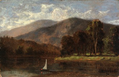 Utan titel (segelbåt i flod) av Edward Mitchell Bannister