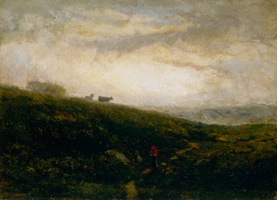 Namnlösa kor som går nedför sluttningen, 1881. av Edward Mitchell Bannister