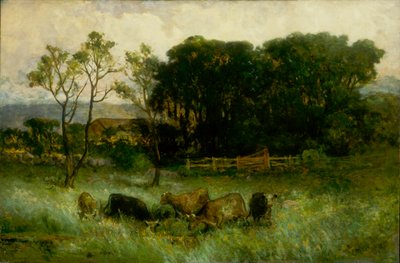 Namnlös fem kor i bete, ca. 1884-1886. av Edward Mitchell Bannister
