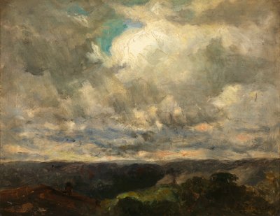 Namnlöst landskap, molnig himmel. av Edward Mitchell Bannister