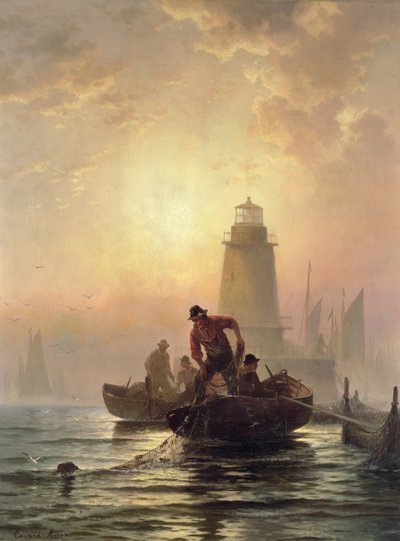 Fish Pond, Orient Bay, Long Island av Edward Moran