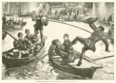 En vattenturnering på 1400-talet (gravyr) av Edward Morant Cox