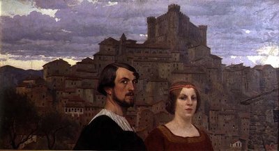 Självporträtt med konstnärens fru före Anticoli Corrado av Edward Okun