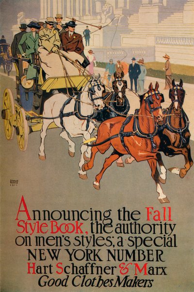 Ett modetidningsomslag för män för The Fall Style Book, 1911 av Edward Penfield