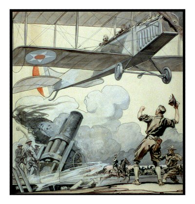 Flygplan, artilleripistol och soldater av Edward Penfield av Edward Penfield