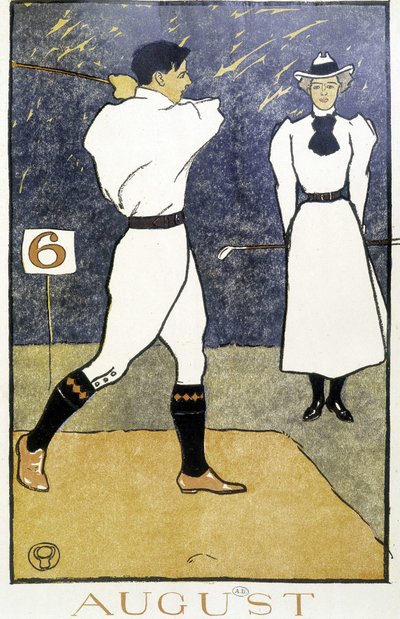 Par som spelar golf - i "" Golfkalender"" av Edward Penfield av Edward Penfield