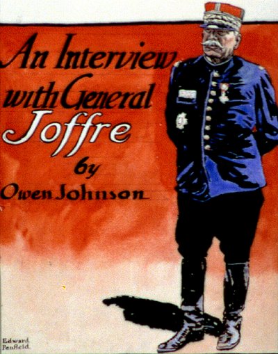 General Joffre (1852-1931), fransk militärbefälhavare. Edward Penfield (1866-1925) amerikansk konstnär och illustratör. Omslag till tidningen "Collier