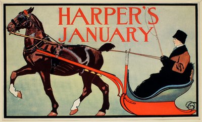 Man i hästdragen släde, januari, Harper