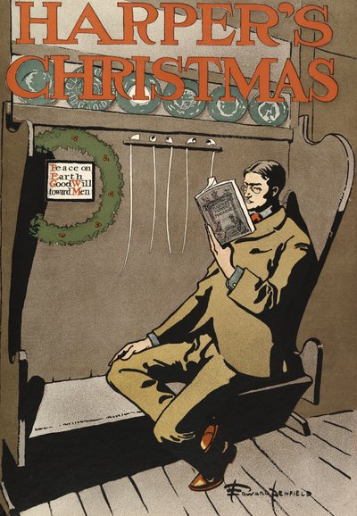 Affischreklam för Harpers New Monthly Magazine, jul 1897 (färglitografi) av Edward Penfield