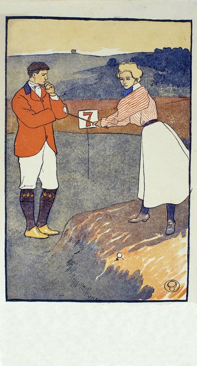 September, specificerar från 1931 golfkalender, pub. 1931 av Edward Penfield